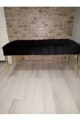 Modern Çizgi Model Puf Ayakucu Bench Gold Metal Ayak 90 Cm - 3