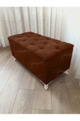 Lüks Sandıklı Kapitoneli Ayakucu Puf Bench 100 cm Beyaz Ayak - 1