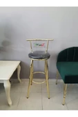Dekoratif Ultra Lüks Sırtlı Bar Tabure Gold - 1