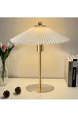 burenze Modern Tasarım Umbrella Abajur Parlak Gold Sarı Kaplamalı Krem Abajur thumbnail 1