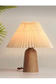 burenze Modern Exclusive Collection Krem Şapka Tasarım Umbrella Abajur Doğal Ahşap - 1