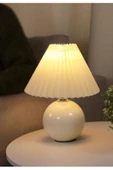 burenze Umbrosia Modern Tasarım Abajur Krem Umbrella Şapka Beyaz Gövde - 2
