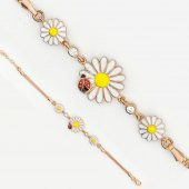Papatya ve Uğur Böceği Tasarımlı Gümüş Bileklik ROSE - 1