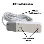 Topraklı Grup Priz 3'lü Anahtarlı 7 Metre Seyyar Ara Kablolu Uzatma Kablolusu Üçlü Piriz - 3