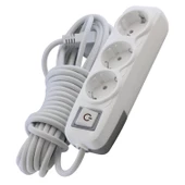 Topraklı Grup Priz 3'lü Anahtarlı 7 Metre Seyyar Ara Kablolu Uzatma Kablolusu Üçlü Piriz - 5