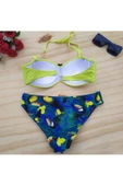 2022 Bikini Plaj Havuz Bikini Şık Dizayn Small Beden Sarı Yeşil Takım - 3