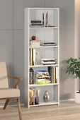 BAB HOME 5 Raflı Ahşap Kitaplık Kitaplık, Raf Ve Düzenleyici Beyaz - 1