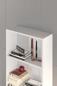 BAB HOME 5 Raflı Ahşap Kitaplık Kitaplık, Raf Ve Düzenleyici Beyaz - 4