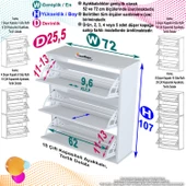 Modilayn VARBİ Asma Antre Hol 72 x 115 x 25, 5 cm’ lik 3 Düşer Kapak 6 Raf Bölmeli Ayakkabılık - 5