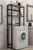 Elit Çamaşır Makinesi Üstü Düzenleyici Raf Banyo Dolabı Rafı Makina Üstü Dolap Raf Ceviz - 1