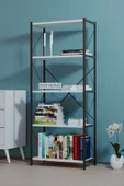 BAB HOME BAB HOME Dekoratif 5 Raflı Metal Kitaplık Dosya Kitap Rafı Ofis Salon Raf beyaz - 4