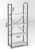 BAB HOME BAB HOME Dekoratif 5 Raflı Metal Kitaplık Dosya Kitap Rafı Ofis Salon Raf beyaz - 6