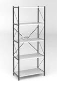 BAB HOME BAB HOME Dekoratif 5 Raflı Metal Kitaplık Dosya Kitap Rafı Ofis Salon Raf beyaz - 5