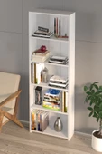 BAB HOME 5 Raflı Ahşap Kitaplık Kitaplık, Raf Ve Düzenleyici Beyaz - 3