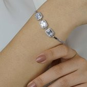 Özel Pırlanta Tasarımlı 925 Ayar Gümüş Baget Bileklik thumbnail 1