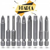 İzeltaş-Klytek Matkap Bits Uç Vidalama Ucu Düz Yıldız Torx Uç (9 PARÇA) - 1