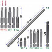 İzeltaş-Klytek Matkap Bits Uç Vidalama Ucu Düz Yıldız Torx Uç (13 PARÇA) - 2