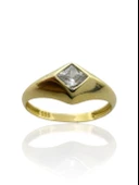 Üst Kalite Tarz Şövalye Baget Tek Zirkon Taş 14 Ayar Altın Yüzük thumbnail 1