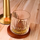 Bambu Bardak Altlıklı 360 Dönen Viski Bardağı ve Çelik Buz Küpleri Seti - 8