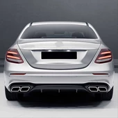 W213 E SERISI IÇIN  E63 SIYAH DIFUZOR & EGZOZ SETI (NORMAL SEDAN) 2017+ & SIYAH  EGZOZ ILE thumbnail 5