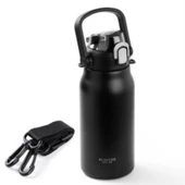 OKADI UZUN ASKILI SİYAH PASLANMAZ ÇELİK PİPETLİ TERMOS 1.3L thumbnail 4