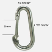 Baş Zincir Karabina Yaylı 6 mm Galvanizli 2 Adet - 5