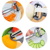 3 Fonksiyonlu Rende Soyacak - Tırtıklı -Dalgalı- Chips Kesici Döner Başlıklı Turbo Soyacak - 3