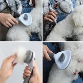 Kedi Köpek Tüy Toplayıcı Kendini Temizleyebilen Ergonomik Rahat Evcil Hayvan Tarağı Gri - 5