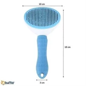 Kedi Köpek Tüy Toplayıcı Kendini Temizleyebilen Ergonomik Saplı Evcil Hayvan Tarağı Mavi - 4