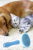 Kedi Köpek Tüy Toplayıcı Kendini Temizleyebilen Ergonomik Saplı Evcil Hayvan Tarağı Mavi - 8