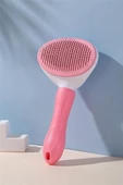 Kedi Köpek Tüy Toplayıcı Kendini Temizleyebilen Ergonomik Saplı Evcil Hayvan Tarağı Pembe - 11