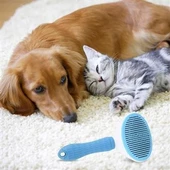 Kedi Köpek Tüy Toplayıcı Kendini Temizleyebilen Ergonomik Saplı Evcil Hayvan Tarağı Mavi - 2