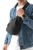 Erkek Bady Bag Göğüs Çantası Kanvas Kumaş Sırt Çantası 27*17 Cm Günlük Omuz Çantası - 1