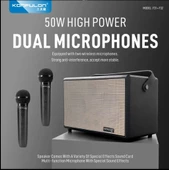 Güçlü Kablosuz 2*50W Bluetooth Taşınabilir Parti Karaoke Hoparlörü - Model F32 - 2