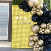 Ekstra Metalize Altın Renk Disko Dikdörtgen Kesim Kapı Perdesi Dekorasyon 1x2 Metre - 3