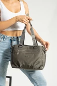 Kadın Omuz Çantası Vegan Deri 35*25 Cm Çapraz Askılı Postacı Çanta Saten Kumaş Mega Çanta Kol Çantası - 10