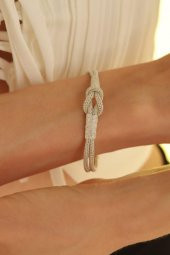 Unisex Kazaziye Düğüm Bileklik/Gümüş El Sarması Osmanlı Motif Bileklik - 5