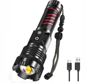 Br-6800 Zoomlu 30w  El Feneri Cob Led 8 Fonksiyonlu C-tip Şarj Edilebilir Powerbank Taktik El Feneri - 1