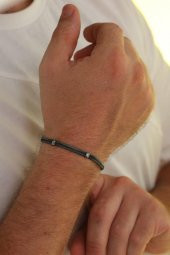 Unisex Kazaziye Çift Sıralı Bileklik/Gümüş El Sarması Osmanlı Motif Bileklik - 4