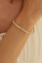 Unisex Kazaziye Çift Sıralı Bileklik/Gümüş El Sarması Osmanlı Motif Bileklik - 9