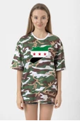 Suriye Yeni Bayrak Kamuflaj Kadın Oversize Tshirt thumbnail 1