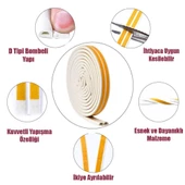 Kapı Pencere Bandı Fitili Yapışkanlı Beyaz Soğuk İzolasyon Bant 10x2=20 METRE + Eşik Süngeri 2'Li SET - 2