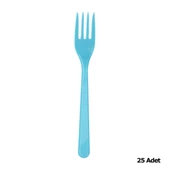 Plastik Turkuaz Renkli Lüx Parti Doğum Günü Çatal - 18 Cm. - 25 Adetlik Paket - 2