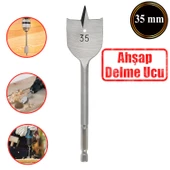 Matkap Ucu Ahşap Delme Ucu Tahta Sunta Plastik Alçıpan Delme Ucu Bits Yaprak Uç 35 mm - 1