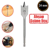Matkap Ucu Ahşap Delme Ucu Tahta Sunta Plastik Alçıpan Delme Ucu Bits Yaprak Uç 24 mm - 1