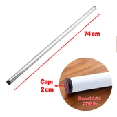 Alüminyum Metal Oklava Tekli 74 cm Mutfak Börek Hamur Un Yufka Açma Silindir Yuvarlak Krom Renk - 2