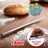 Alüminyum Metal Oklava Tekli 74 cm Mutfak Börek Hamur Un Yufka Açma Silindir Yuvarlak Krom Renk - 1