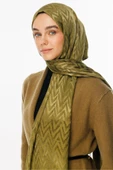 Mooncorn Soft Yeşil Zikzak Desen Parlak Jakar Şal - 1