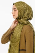Mooncorn Soft Yeşil Zikzak Desen Parlak Jakar Şal - 6