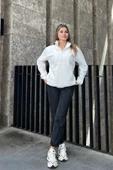 Fermuar Detaylı Oversize Sweatshirt - Beyaz - 5